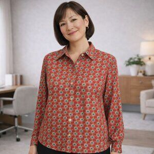 C22 Notations Button Down Blouse Size 8